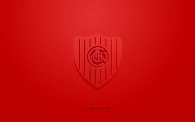 Chacarita Juniors, creative 3D logo, red background, Argentine football team, Primera B Nacional, Buenos Aires, Argentina, 3d art, football, Chacarita Juniors 3d logo