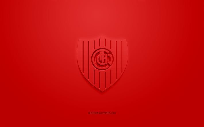 Chacarita Juniors, creative 3D logo, red background, Argentine football team, Primera B Nacional, Buenos Aires, Argentina, 3d art, football, Chacarita Juniors 3d logo
