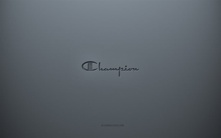Champion logo, gray creative background, Champion emblem, gray paper texture, Champion, gray background, Champion 3d logo