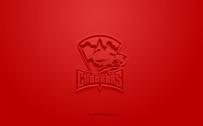Charlotte Checkers, creative 3D logo, red background, AHL, 3d emblem, American Hockey Team, American Hockey League, Charlotte, USA, 3d art, hockey, Charlotte Checkers 3d logo