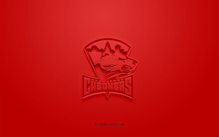 Charlotte Checkers, logo 3D creativo, sfondo rosso, AHL, emblema 3d, American Hockey Team, American Hockey League, Charlotte, USA, arte 3d, hockey, Charlotte Checkers 3d logo