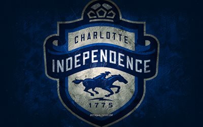 Charlotte Independence, amerikanskt fotbollslag, bl&#229; bakgrund, Charlotte Independence-logotyp, grungekonst, USL, fotboll, Charlotte Independence-emblem