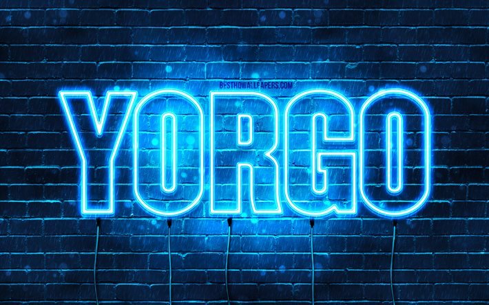 Yorgo, 4k, sfondi con nomi, nome Yorgo, luci al neon blu, buon compleanno Yorgo, nomi maschili arabi popolari, foto con nome Yorgo
