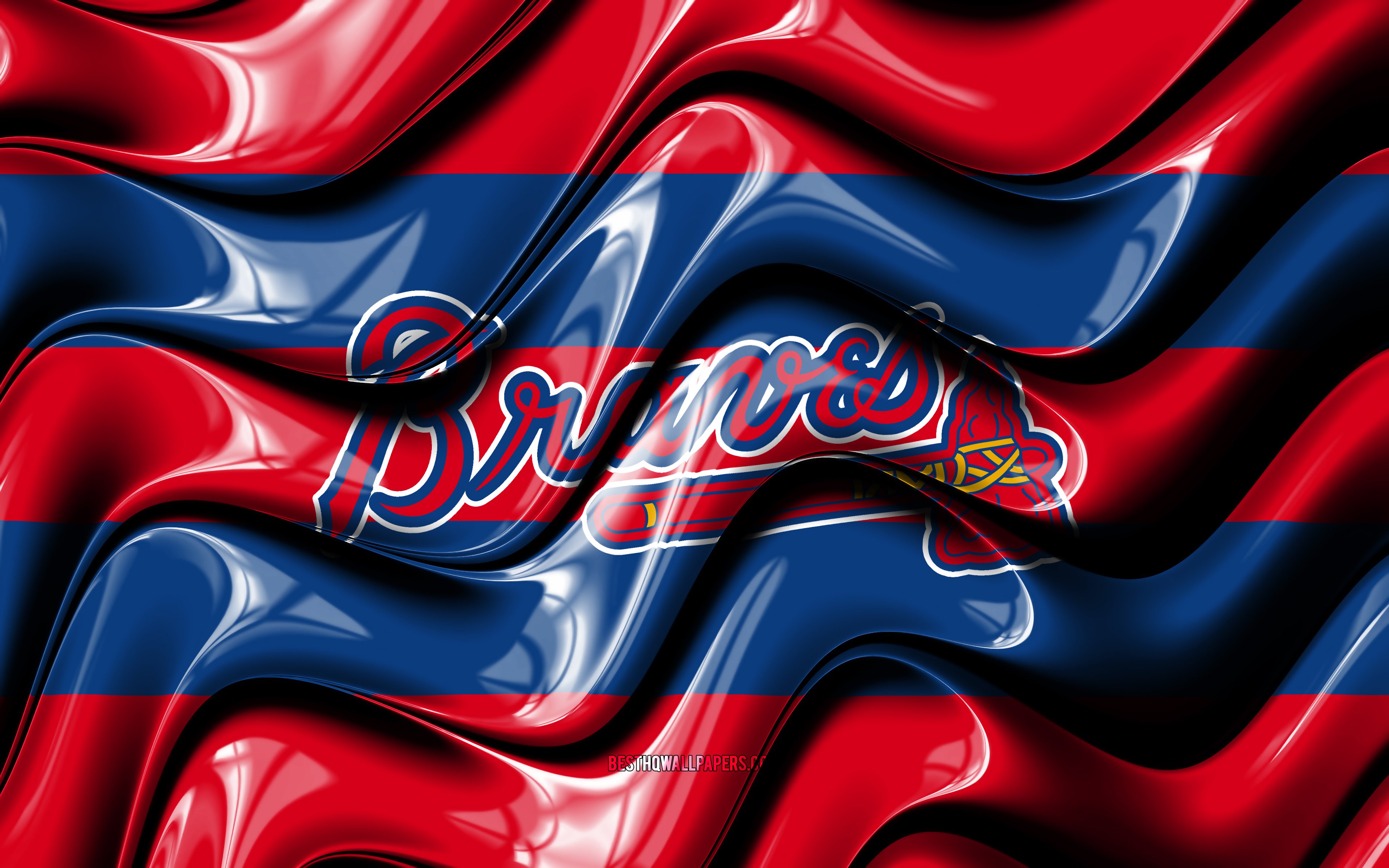 Download wallpapers Atlanta Braves flag 4k red and blue 3D waves MLB  american baseball team Atlanta Braves logo baseball Atlanta Braves for  desktop with resolution 3840x2400 High Quality HD pictures wallpapers