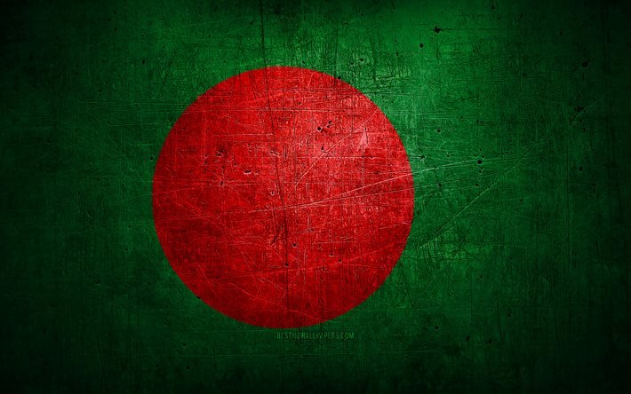 bangladeschische metallflagge, grunge-kunst, asiatische l&#228;nder, tag von bangladesch, nationale symbole, bangladesch-flagge, metallflaggen, flagge von bangladesch, asien, bangladesch