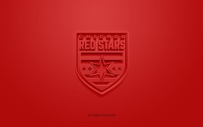 Chicago Red Stars, creative 3D logo, red background, NWSL, 3d emblem, American soccer club, Chicago, USA, 3d art, soccer, Chicago Red Stars 3d logo
