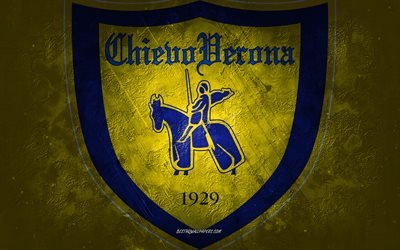 AC ChievoVerona, İtalyan futbol takımı, sarı arka plan, AC ChievoVerona logo, grunge sanat, Serie B, futbol, İtalya, AC ChievoVerona amblemi