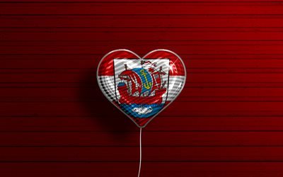 I Love Bremerhaven, 4k, palloncini realistici, rosso in legno, sfondo, citt&#224; tedesche, bandiera di Bremerhaven, Germania, palloncino con bandiera, Bremerhaven, Giorno di Bremerhaven