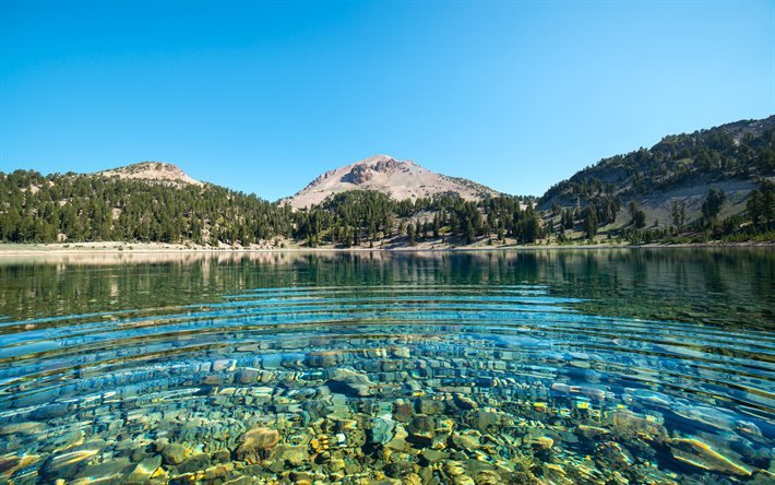 ヘレン湖, 4k, 美しい自然, 山地, 夏。, California, 米国, アメリカ