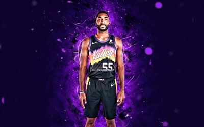ETwaun Moore, 4k, Phoenix Suns, NBA, basquete, ETwaun Donte Moore, luzes de n&#233;on violeta, ETwaun Moore Phoenix Suns, ETwaun Moore 4K