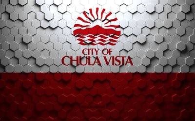 Chula Vista flagga, Kalifornien, bikakekonst, Chula Vista hexagons flagga, Chula Vista, 3d hexagons art
