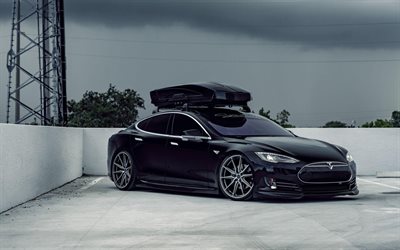 Tesla Model S, tuning, 2019 carros, Vossen Rodas, HF-3, Modelo Personalizado S, carros el&#233;tricos, Tesla