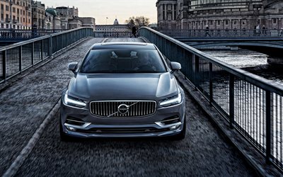 Volvo S90, 2019, front view, exterior, new gray S90, swedish cars, Volvo