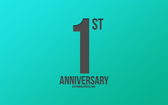1st Anniversary sign, green background, carbon anniversary signs, 1 Year Anniversary, stylish anniversary symbols, 1st Anniversary, creative art