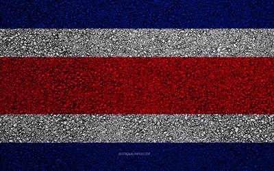 Flag of Costa Rica, asphalt texture, flag on asphalt, Costa Rica flag, North America, Costa Rica, flags of North America countries