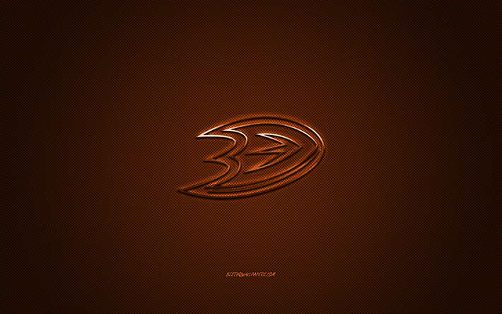 Los Patos de Anaheim, la American hockey club, NHL, logo de orange, orange fibra de carbono de fondo, hockey, Anaheim, California, estados UNIDOS, Liga Nacional de Hockey, los Patos de Anaheim logotipo
