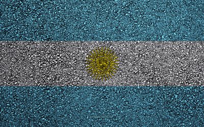 Flag of Argentina 3, asphalt texture, flag on asphalt, Argentina 3 flag, South America, Argentina 3, flags of South America countries