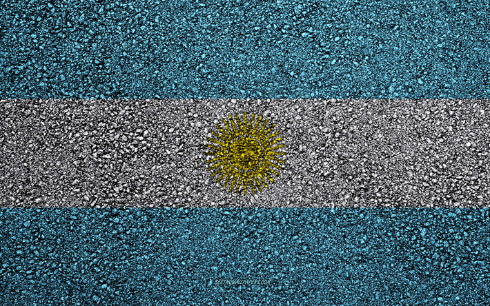 Bandeira da Argentina, 3, a textura do asfalto, sinalizador no asfalto, Argentina 3 bandeira, Am&#233;rica Do Sul, Argentina 3, bandeiras de pa&#237;ses da Am&#233;rica do Sul