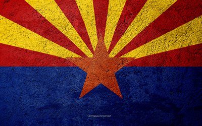 Bandeira do Estado do Arizona, textura de concreto, pedra de fundo, Arizona bandeira, EUA, Estado Do Arizona, bandeiras da pedra, Bandeira do Arizona