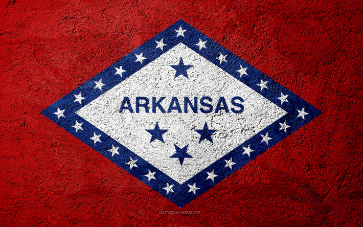 Drapeau d&#39;&#201;tat de l&#39;Arkansas, de b&#233;ton, de la texture, de la pierre de fond, drapeau Arkansas, &#233;tats-unis, &#201;tat de l&#39;Arkansas, les drapeaux sur la pierre, le Drapeau de l&#39;Arkansas