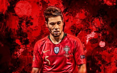Raphael Guerreiro, red paint splashes, Portugal national football team, grunge art, Raphael Adelino Jose Guerreiro, soccer, Portuguese National Team, creative