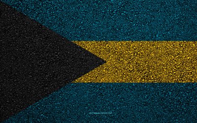 Bandera de Bahamas, el asfalto de la textura, la bandera sobre el asfalto, Bahamas bandera, Am&#233;rica del Norte, Bahamas, las banderas de los pa&#237;ses de Am&#233;rica del Norte