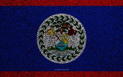 Bandeira de Belize, a textura do asfalto, sinalizador no asfalto, Belize bandeira, Am&#233;rica Do Norte, Belize, bandeiras de pa&#237;ses da Am&#233;rica do Norte