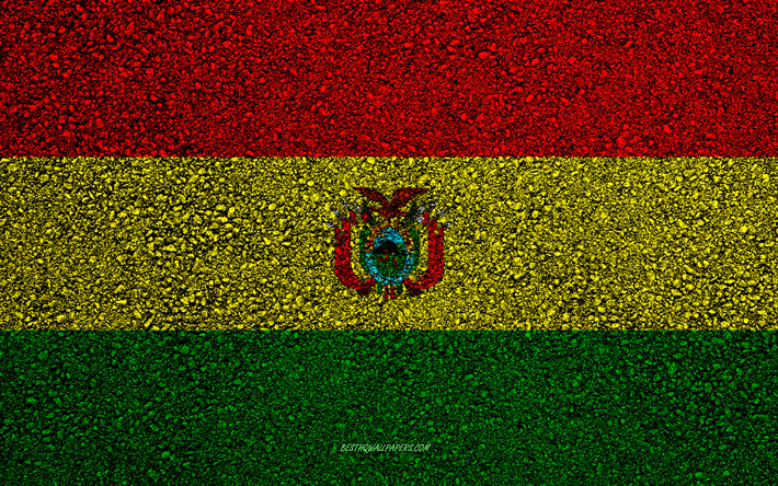 Bolivya asfaltta, asfalt doku, bayrak, G&#252;ney Amerika Bolivya bayrağı, G&#252;ney Amerika, Bolivya, &#252;lkelerin bayrakları