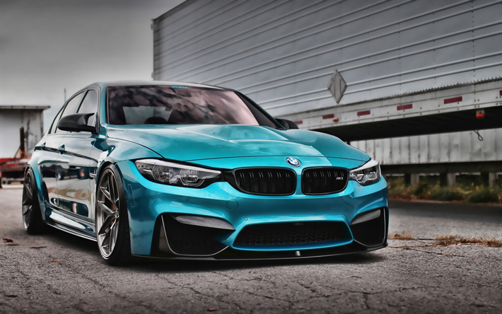 BMW M3, HDR, F80, 2019 carros, atentos m3, tuning, supercarros, azul m3, carros alem&#227;es, azul f80, BMW