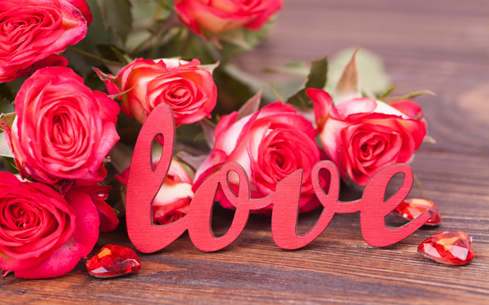 bouquet de roses roses, l&#39;amour des concepts, des roses roses, des roses de belles fleurs, fond romantique avec des roses