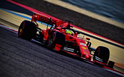 Mick Schumacher, 4k, Ferrari, SF90, Scuderia Ferrari, 2019, F1, Formula 1, nuovo SF90, la pista, la F1, la Ferrari