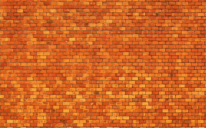 orange brickwall, macro, orange briques &#224; l&#39;identique des briques, des briques de textures, orange, mur de briques, de briques, mur