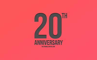 20 Aniversario de signo, fondo rosa, carbono aniversario de signos, de 20 A&#241;os de Aniversario, elegante aniversario s&#237;mbolos, 20 Aniversario, arte creativo