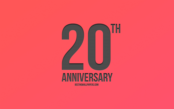 20-j&#228;hriges jubil&#228;um-schild, rosa hintergrund, carbon-jubil&#228;um zeichen, 20 jahre jubil&#228;um, stilvolle jahrestag symbole, 20th anniversary, kreative kunst