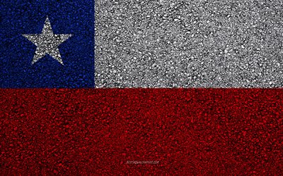 Flag of Chile, asphalt texture, flag on asphalt, Chile flag, South America, Chile, flags of South America countries