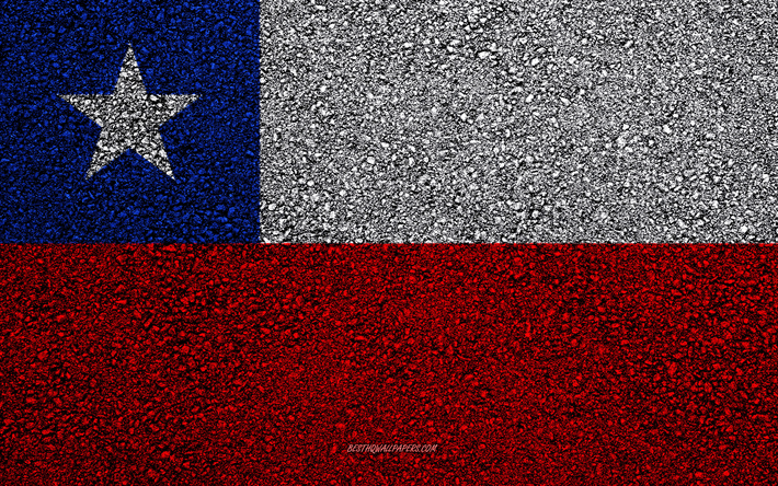 العلم شيلي, الأسفلت الملمس, العلم على الأسفلت, شيلي العلم, أمريكا الجنوبية, شيلي, أعلام بلدان أمريكا الجنوبية