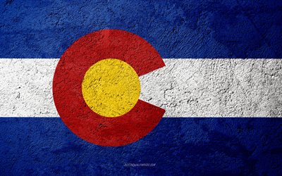 Bandeira do Estado do Colorado, textura de concreto, pedra de fundo, Colorado bandeira, EUA, Estado Do Colorado, bandeiras da pedra, Bandeira do Colorado