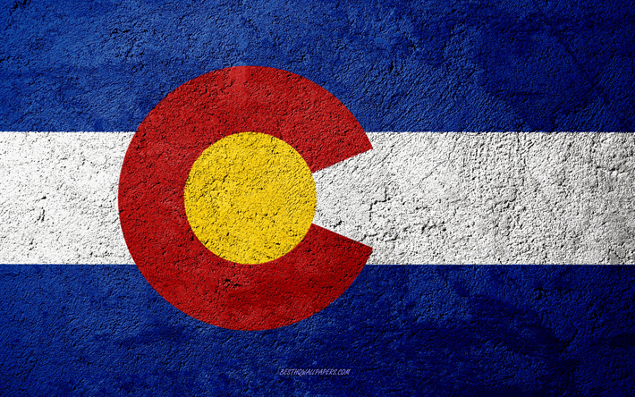 Bandiera di Stato del Colorado, cemento texture di pietra, sfondo, Colorado bandiera, USA, Colorado State, bandiere su pietra, la Bandiera del Colorado