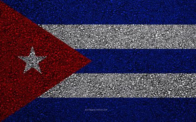 Flag of Cuba, asphalt texture, flag on asphalt, Cuba flag, North America, Cuba, flags of North America countries