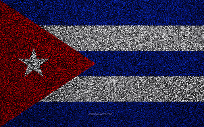 flagge von kuba -, asphalt-textur, die flagge auf asphalt, kuba flagge, nordamerika, kuba, flags of north america l&#228;ndern