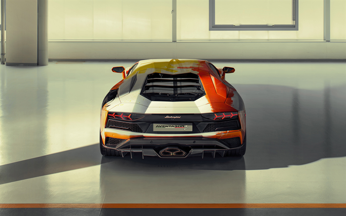 2019, Lamborghini Aventador S, Skyler Grigio, vista posteriore, auto, tuning Aventador S, auto di lusso, auto italiane, Lamborghini