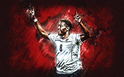 David Alaba, Austria national football team, Austrian football player, portrait, red stone background, football, Austria