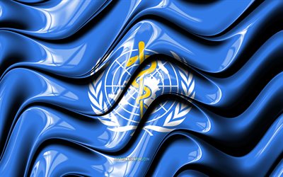 Organizzazione mondiale della Sanit&#224;, 4k, organizzazioni del mondo, Bandiera del CHE, 3D arte, Organizzazione Mondiale della Sanit&#224;, CHE
