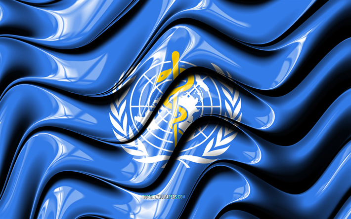 World Health Organization, 4k, world organizations, Flag of WHO, 3D art, WHO