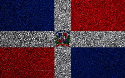 Bandeira da Rep&#250;blica Dominicana, a textura do asfalto, sinalizador no asfalto, Bandeira da Rep&#250;blica dominicana, Am&#233;rica Do Norte, Rep&#250;blica Dominicana, bandeiras de pa&#237;ses da Am&#233;rica do Norte