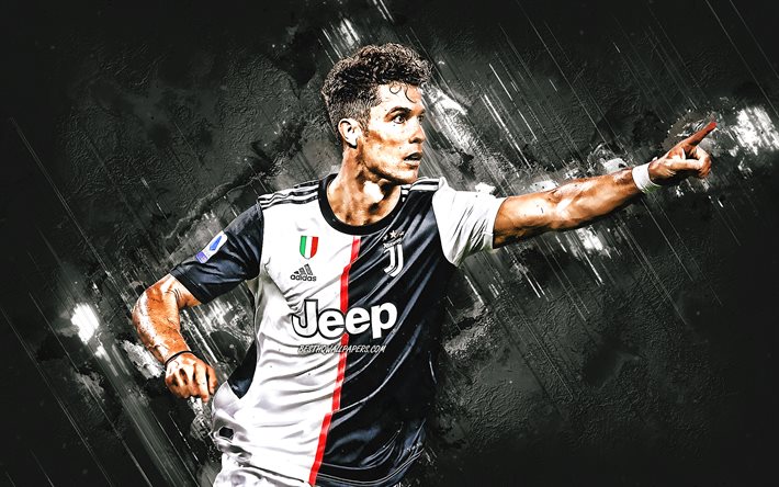 Cristiano Ronaldo, portr&#228;tt, portugisisk fotbollsspelare, Juventus FC, kreativ konst, Juve, Serie A, fotboll