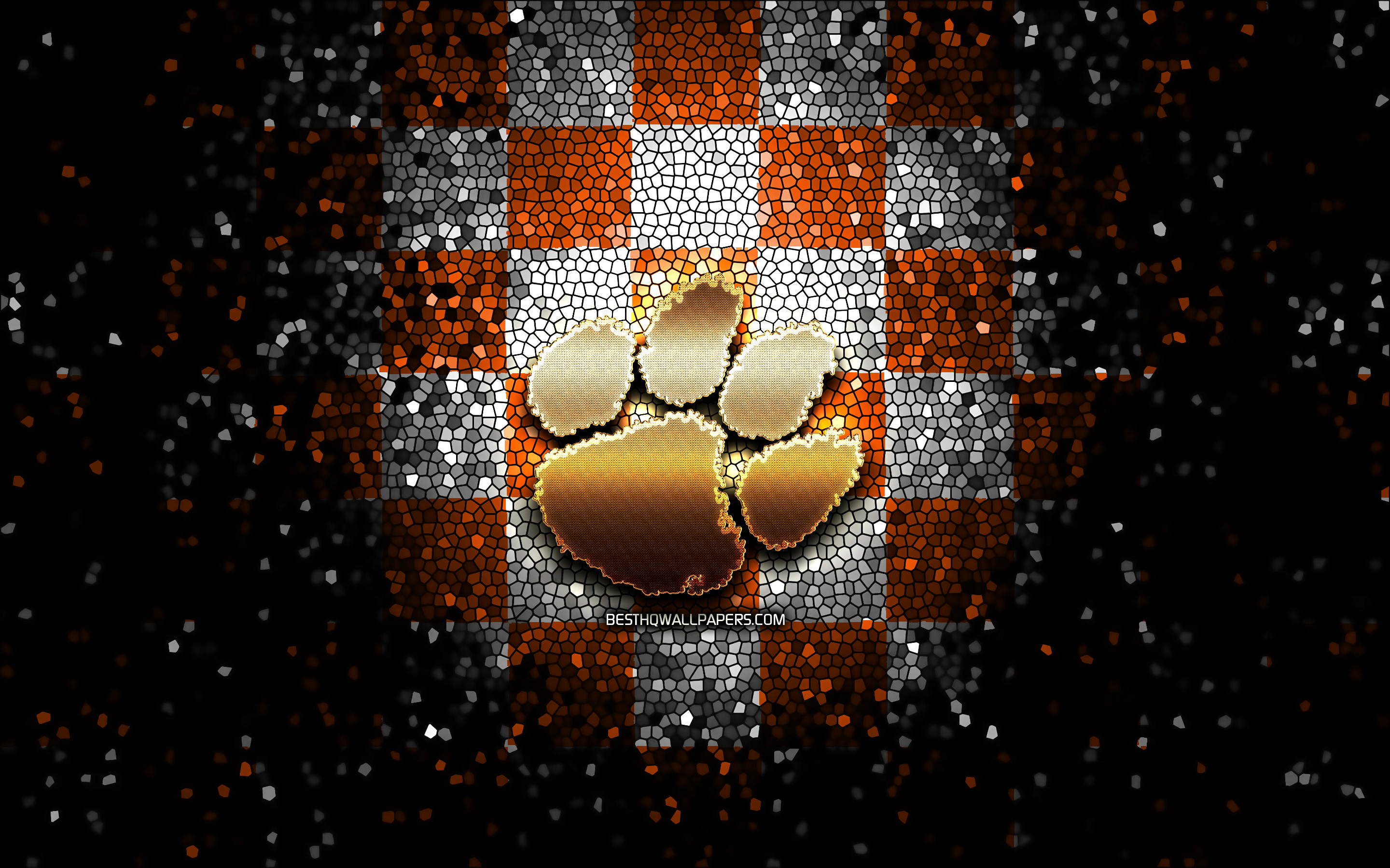 Download wallpapers Clemson Tigers, glitter logo, NCAA, orange white