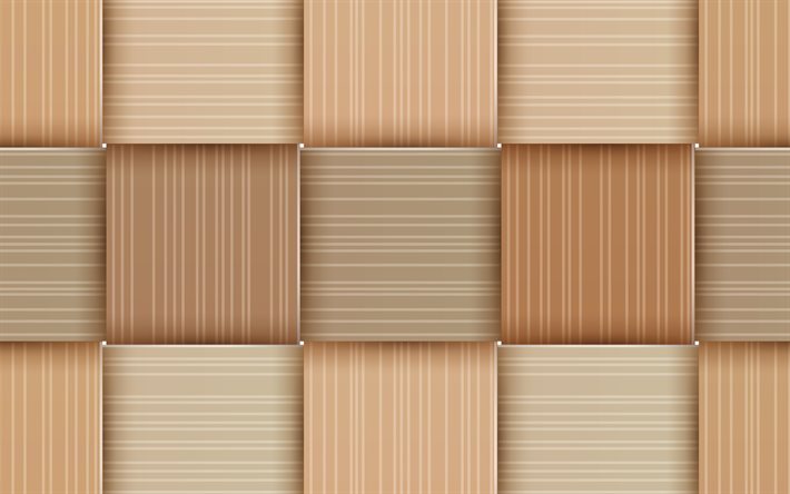 4k, wooden wickerwork textures, square patterns, vector textures, wooden weaving textures, square backgrounds, wickerwork textures, brown wooden background, wickerwork, wickerwork backgrounds