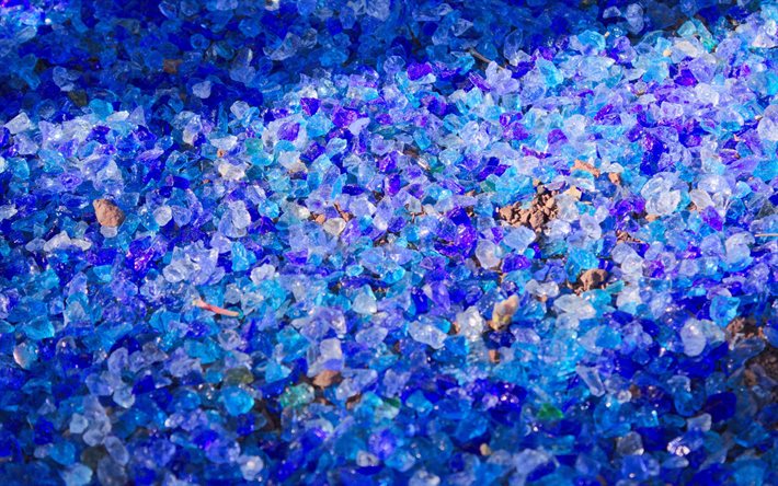 trozos de vidrio, pedazos de vidrio, de cristal azul, fragmentos de textura, cristal de fondo