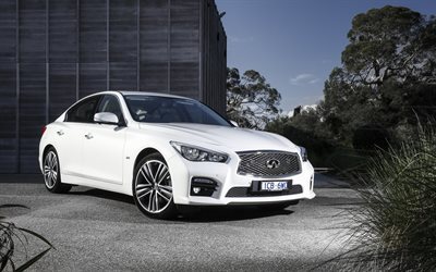 Infiniti Q50, 2016, white Q50, sedan, silver wheels, white Infiniti
